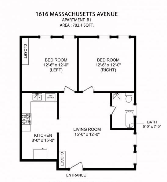 2 bed, 1 bath apartment for rent at 1616 Massachusetts Ave Unit B1T, Neighborhood Nine — photo 6 of 8
