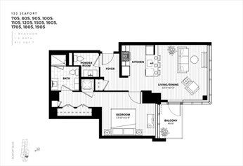 1 bed, 1.5 bath apartment for rent at 133 Seaport Blvd Unit 705, Seaport District — photo 13 of 23