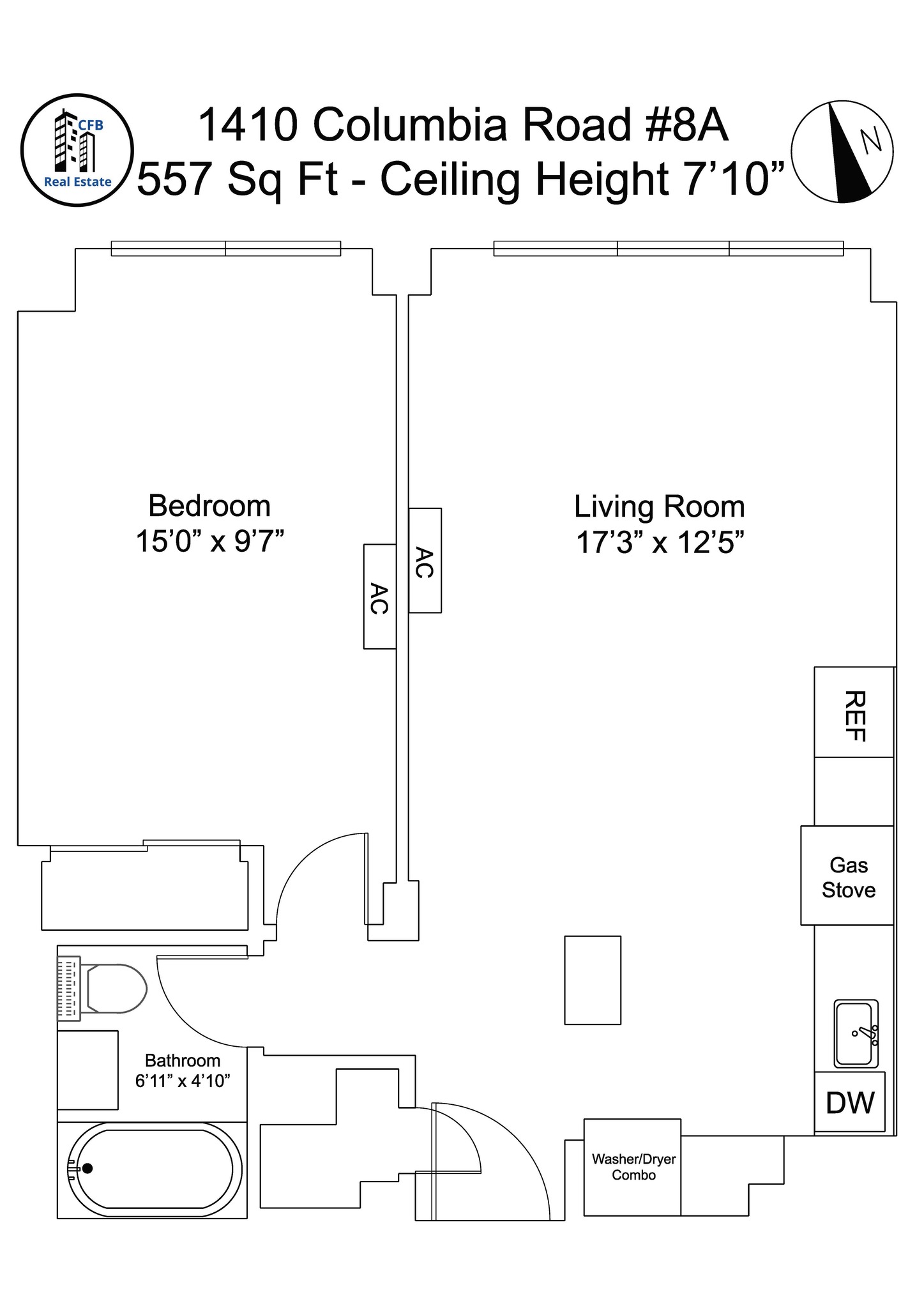1 bed, 1 bath apartment for rent at 1410 Columbia Rd Unit 8A-CF, South Boston — photo 14 of 37