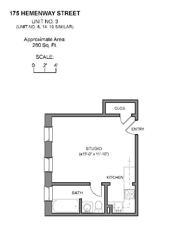 Studio bed, 1 bath apartment for rent at 175 Hemenway St Unit 8O, Fenway — photo 3 of 5
