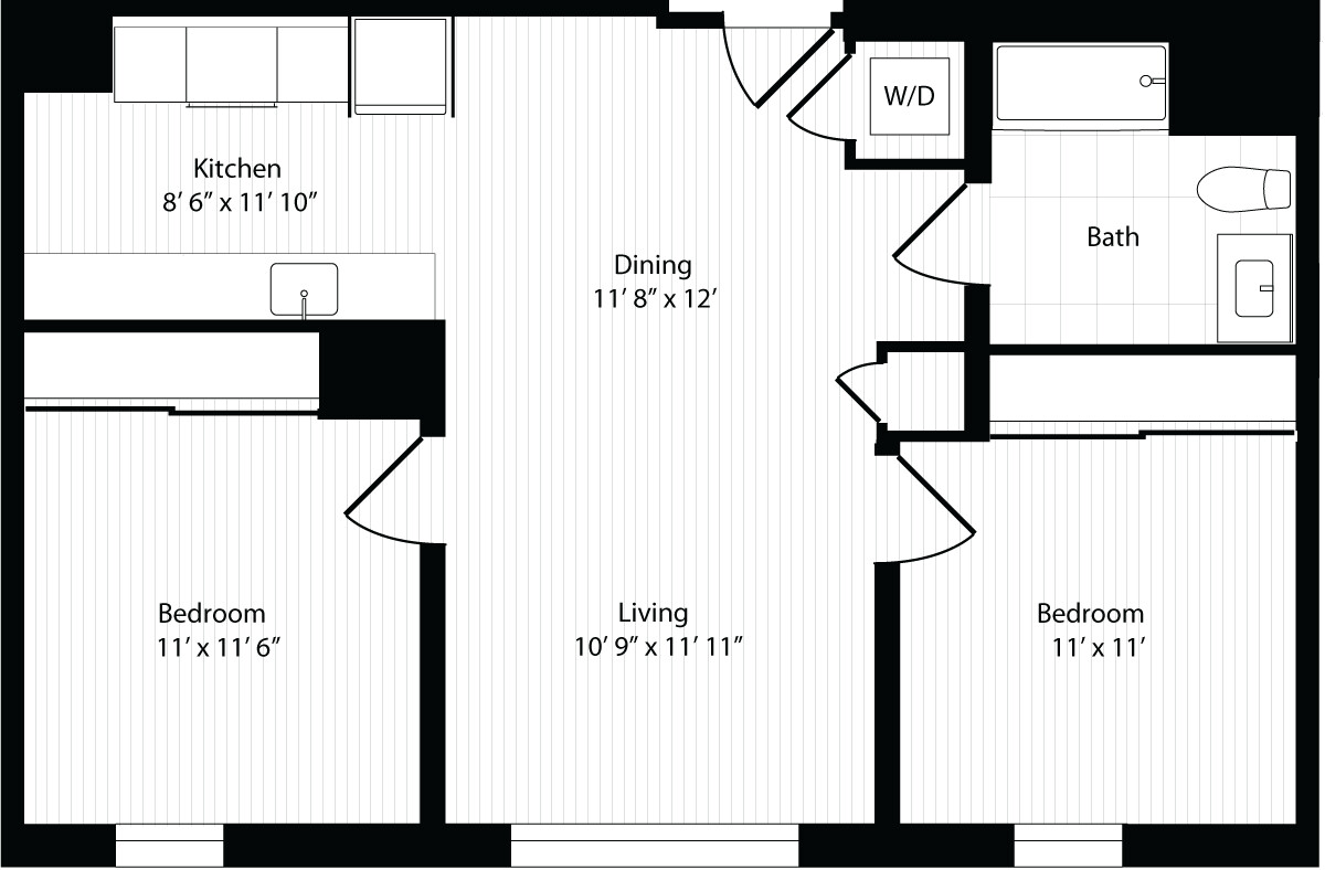 2 bed, 1 bath apartment for rent at 50 Malden St Unit 121, South End