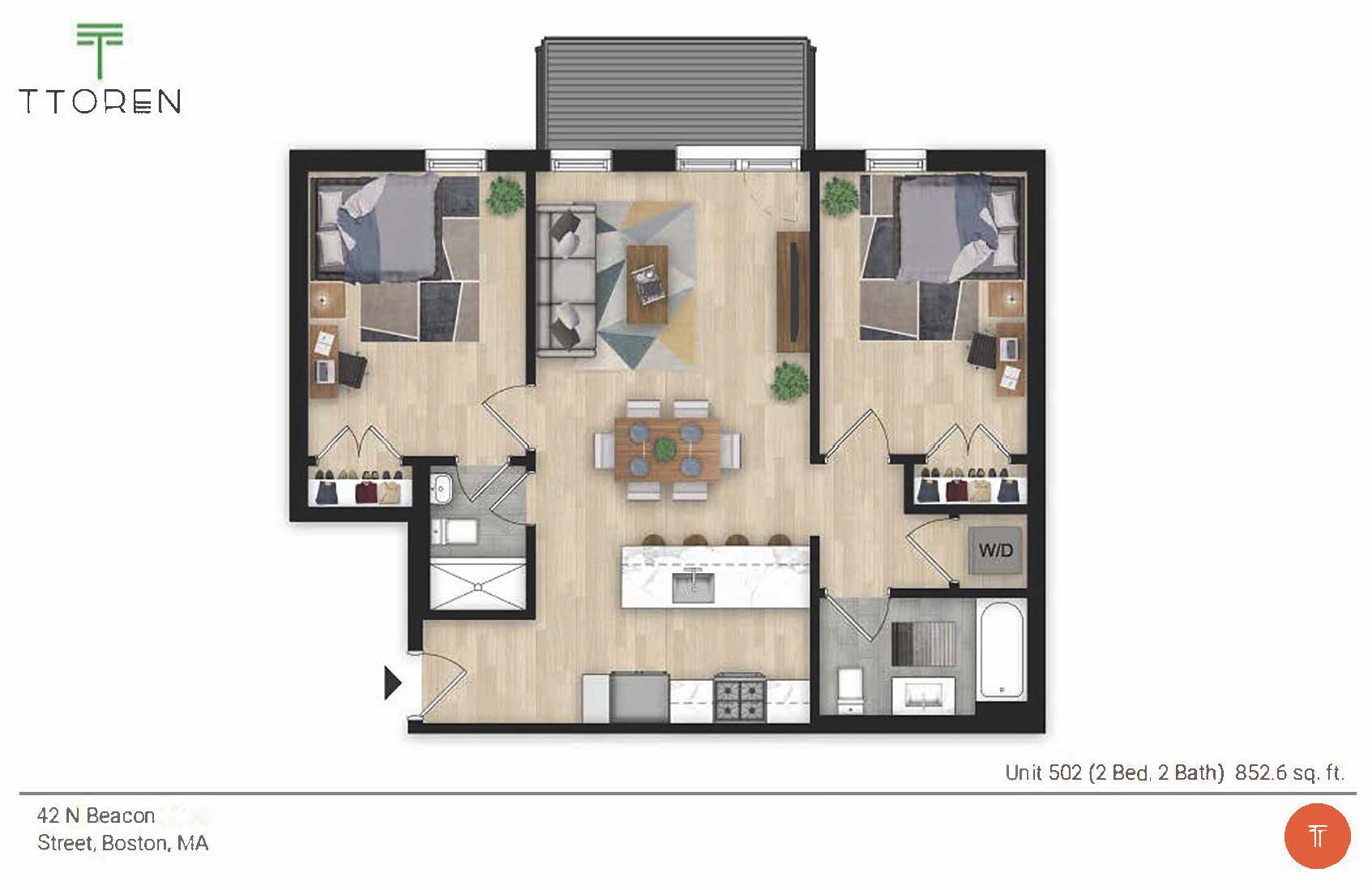 2 bed, 2 bath apartment for rent at 42 North Beacon St Unit 502, Allston