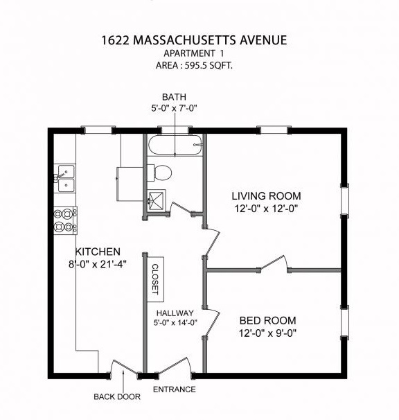 1 bed, 1 bath apartment for rent at 1622 Massachusetts Ave Unit 1*, Neighborhood Nine — photo 5 of 6