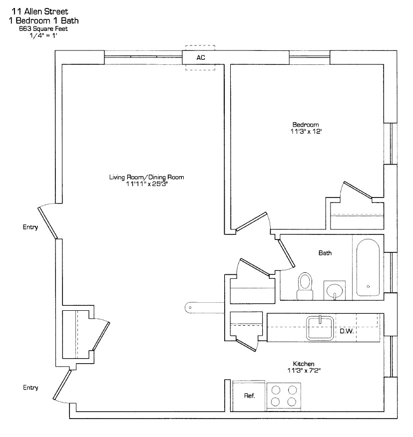 1 bed, 1 bath apartment for rent at 11 Allen St Unit 2, Arlington — photo 1 of 3