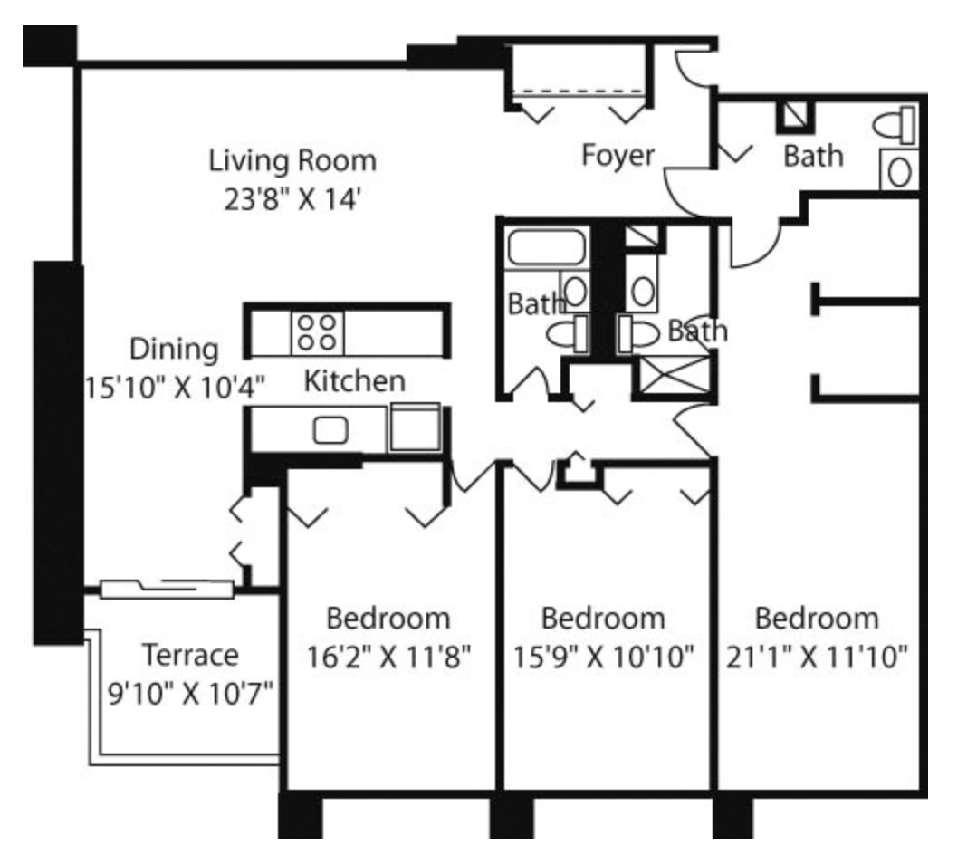 3 bed, 2 bath apartment for rent at 72 Staniford St Unit 3608, West End