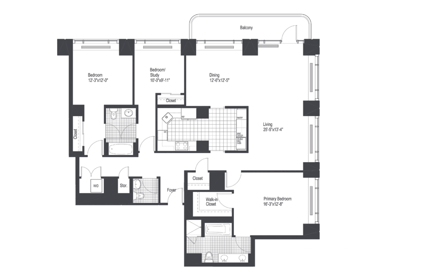 3 bed, 2.5 bath apartment for rent at 118 Huntington Ave Unit Residence M, Back Bay