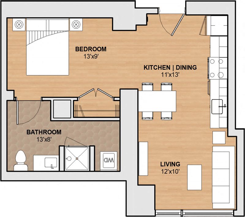 Studio bed, 1 bath apartment for rent at 201 South Huntington Ave Unit 410, Jamaica Plain