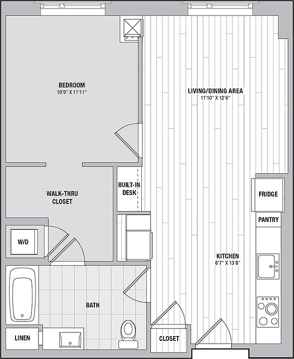1 bed, 1 bath apartment for rent at 99 Kneeland St Unit 0607, Chinatown — photo 1 of 9