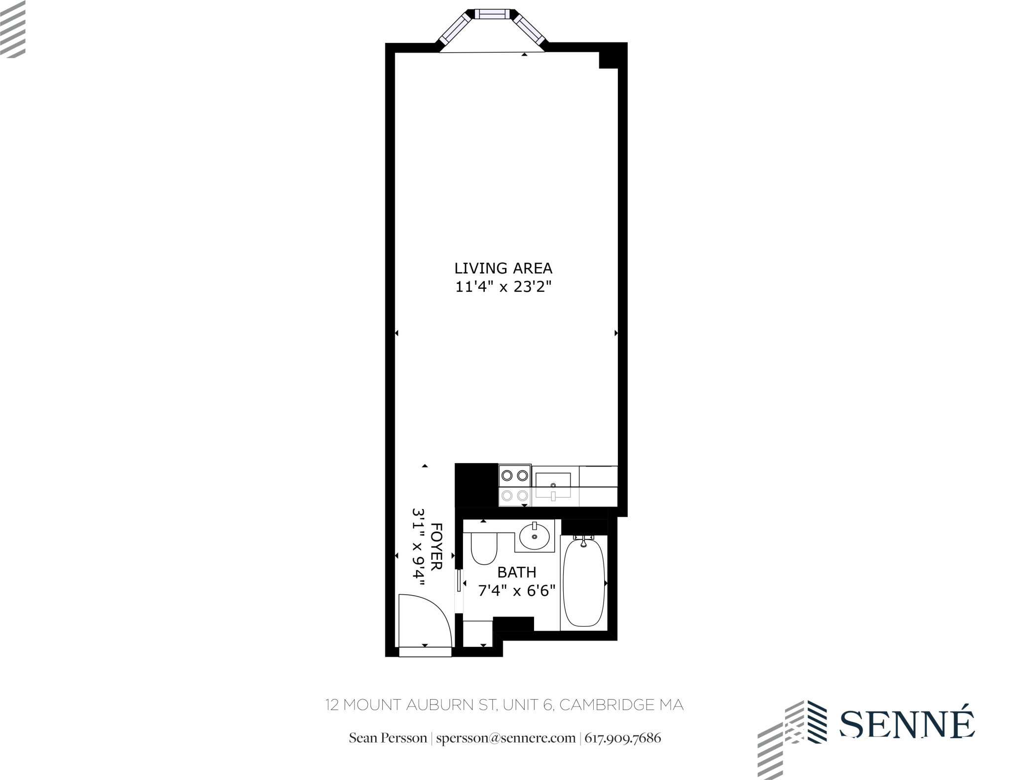 Studio bed, 1 bath apartment for rent at 12 Mount Auburn St Unit 10, Harvard Square — photo 7 of 7