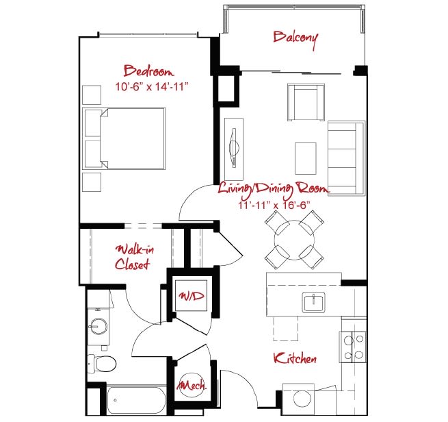 1 bed, 1 bath apartment for rent at 1 Maxwells Green Unit 5-302, Magoun Square