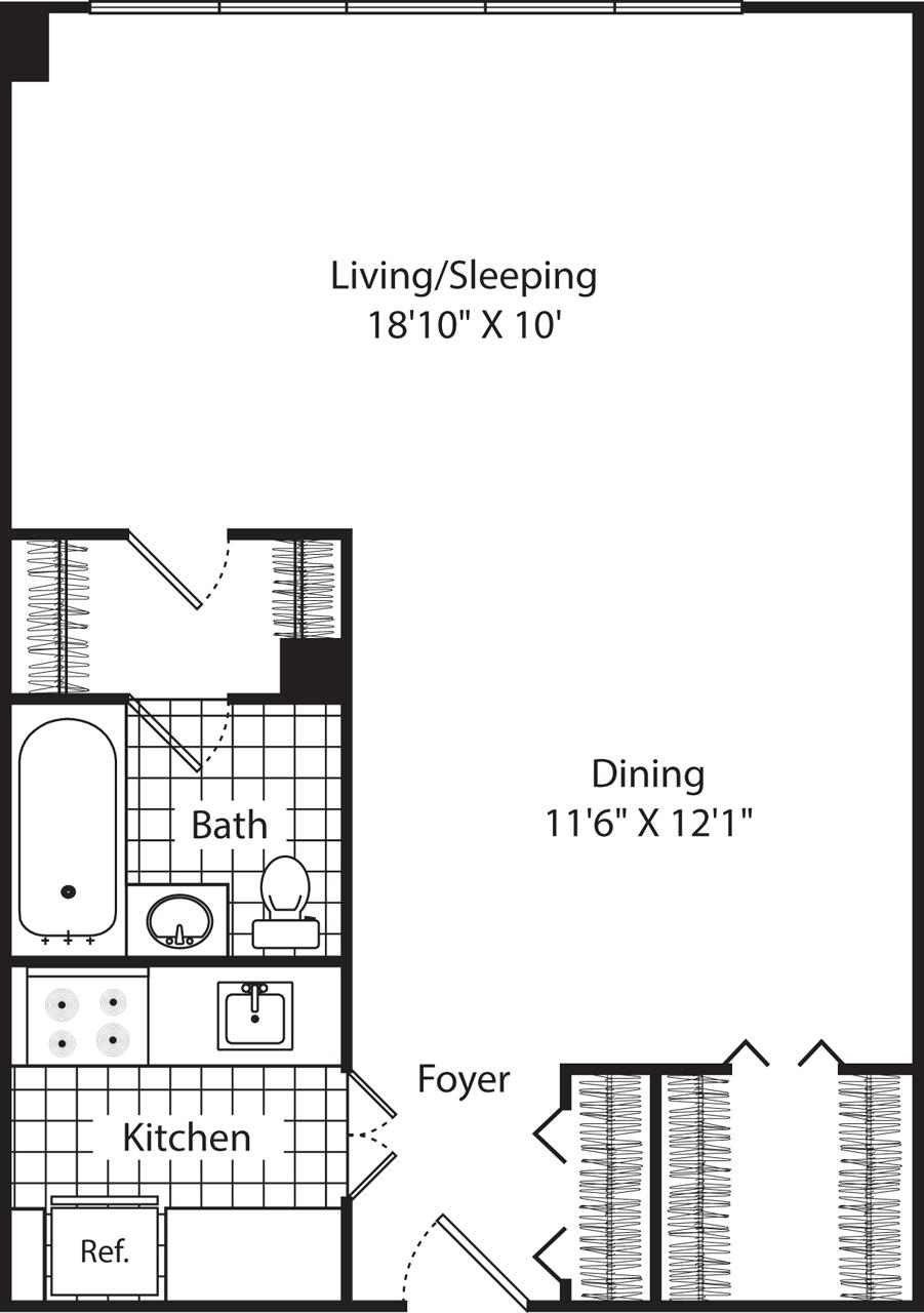 Studio bed, 1 bath apartment for rent at 205 Walden St Unit 6G, Neighborhood Nine — photo 5 of 7